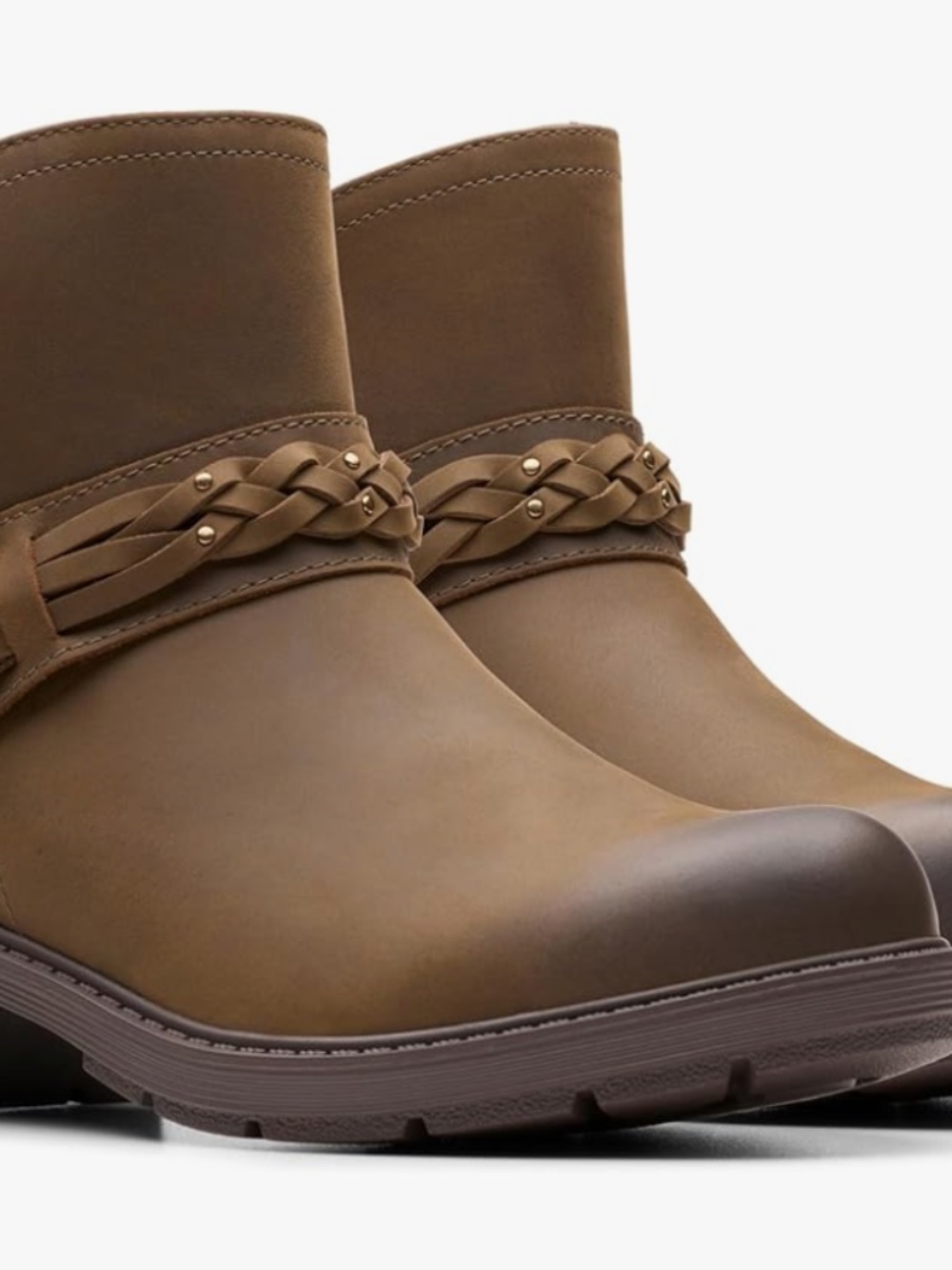 Clarks Collection Women's Hearth Kaylie Ankle Boot, Mushroom Oily Leather, 7.5